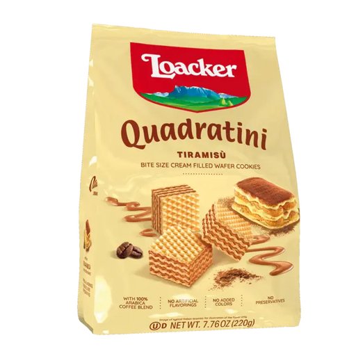 LOACKER Quadratini Tiramisù Wafers - 220g (7.76oz) - Pinocchio's Pantry - Authentic Italian Food