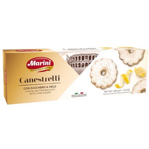 MARINI Canestrini Cookies with Powdered Sugar - 120g (4.2oz) - Pinocchio's Pantry - Authentic Italian Food