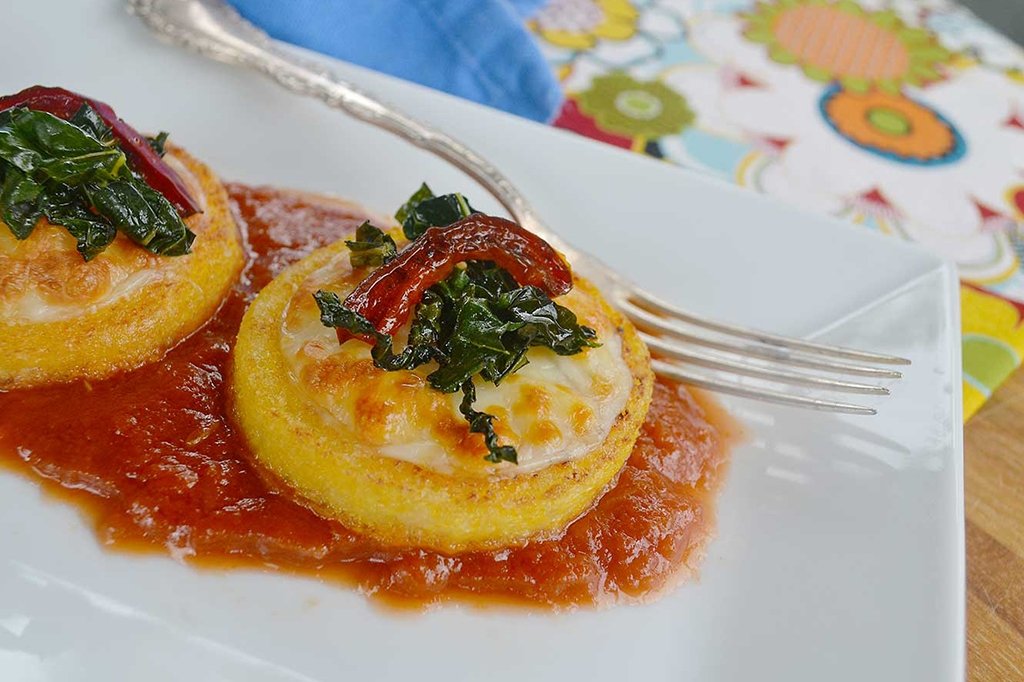 Polenta Medallions with Tomato Sauce, a gluten-free recipe - Pinocchio's Pantry - Authentic Italian Food