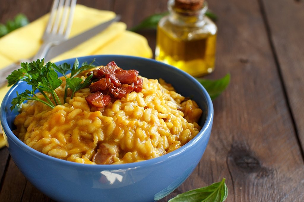 Pumpkin Risotto with Speck or Pancetta (Cured Pork Belly) - Pinocchio's Pantry - Authentic Italian Food
