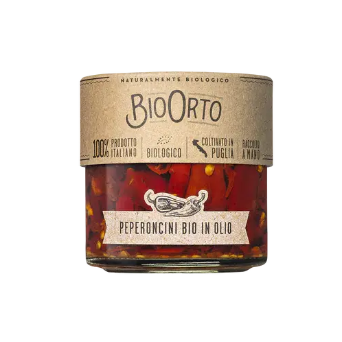 BIO ORTO Organic Sliced Chili Peppers with Extra Olive Oil