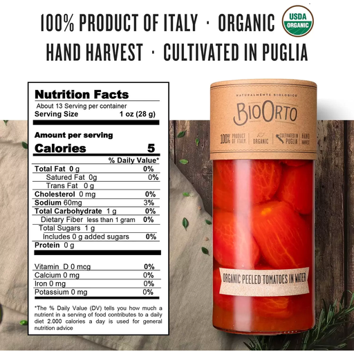Italian Organic Whole Peeled Tomatoes in Water