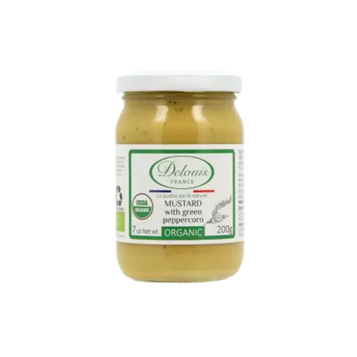 DELOUIS FRANCE Organic Green Peppercorn Mustard - 200g (7oz)