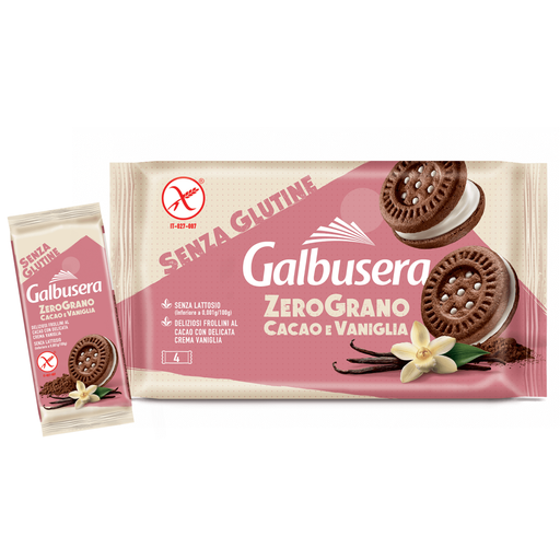GALBUSERA Gluten Free Zerograno Chocolate Cookies with Vanilla Cream