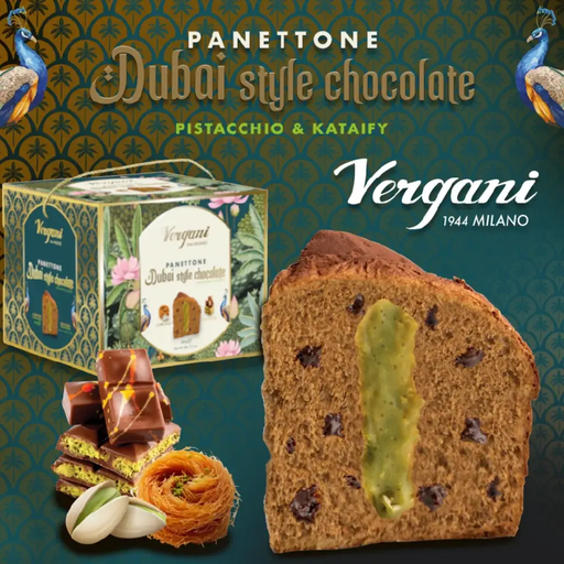 VERGANI Panettone Dubai Style Chocolate Pistachio & Kataify