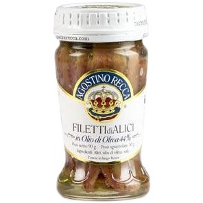 AGOSTINO RECCA Anchovies in Olive Oil - 90g (3.2oz) - Pinocchio's Pantry - Authentic Italian Food