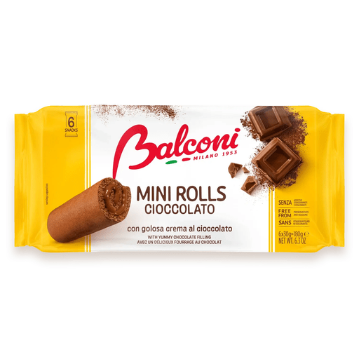 BALCONI Mini Rolls with Chocolate Cake - 6 count - Pinocchio's Pantry - Authentic Italian Food