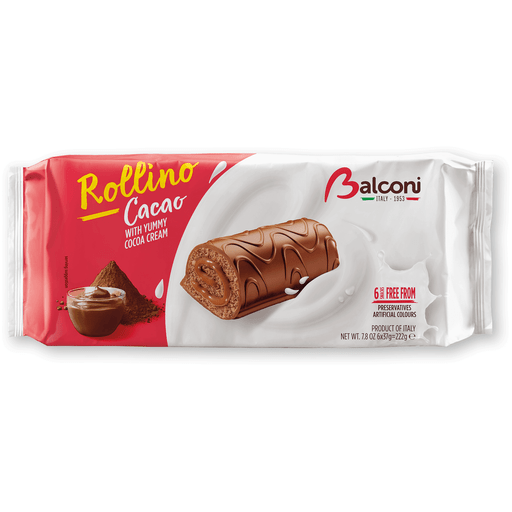 BALCONI Rollino Cocoa Cake Snacks - 6 count - Pinocchio's Pantry - Authentic Italian Food