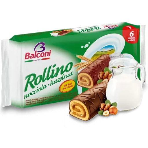 BALCONI Rollino Hazelnut Cake Snacks - 6 count - Pinocchio's Pantry - Authentic Italian Food