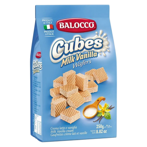 BALOCCO Cubes Milk Vanilla Wafers - 250g (8.82oz) - Pinocchio's Pantry - Authentic Italian Food