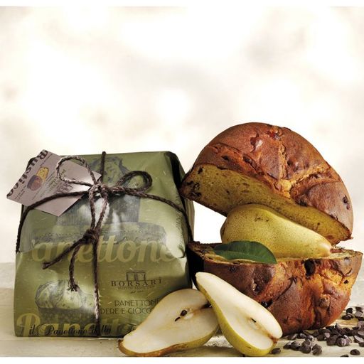 BORSARI Panettone with Pears and Chocolate Chips - 1kg (2.2lb) - Pinocchio's Pantry - Authentic Italian Food