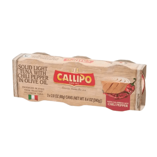 CALLIPO Tuna with Chilli Pepper in Olive Oil - 3 count - 80g (2.82oz) each - Pinocchio's Pantry - Authentic Italian Food