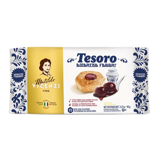 FABBRI Tesoro Puff Pastry Filled With Cherry Jam - 90g (3.17oz) - Pinocchio's Pantry - Authentic Italian Food