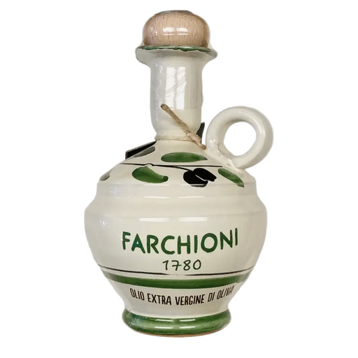 FARCHIONI Organic Extra Virgin Olive Oil in Ceramic Bottle - 250ml (8.45 fl. oz) - Pinocchio's Pantry - Authentic Italian Food