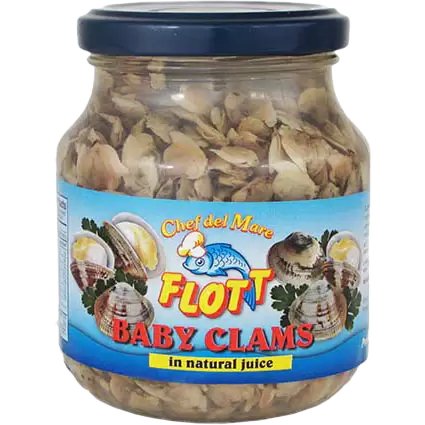 FLOTT Baby Clams in Natural Juice - 270g (9.5oz) - Pinocchio's Pantry - Authentic Italian Food