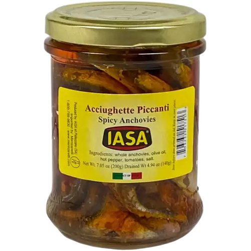 IASA Spicy Anchovies in Olive Oil - 200g (7.05oz) - Pinocchio's Pantry - Authentic Italian Food