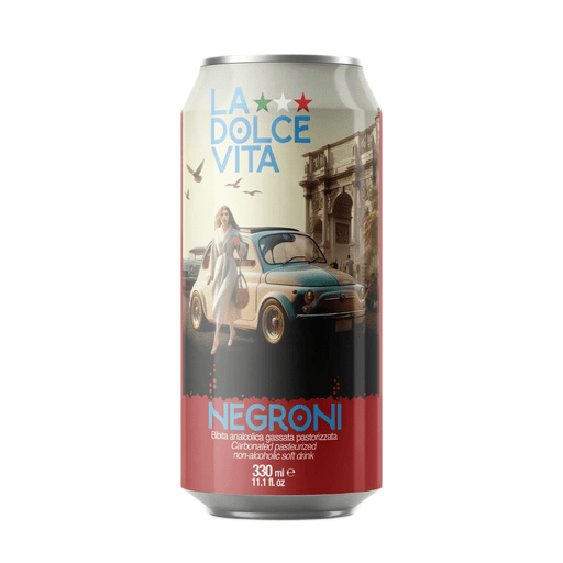 LA DOLCE VITA Negroni Non - Alcoholic - 330ml (11.1fl. oz) - Pinocchio's Pantry - Authentic Italian Food