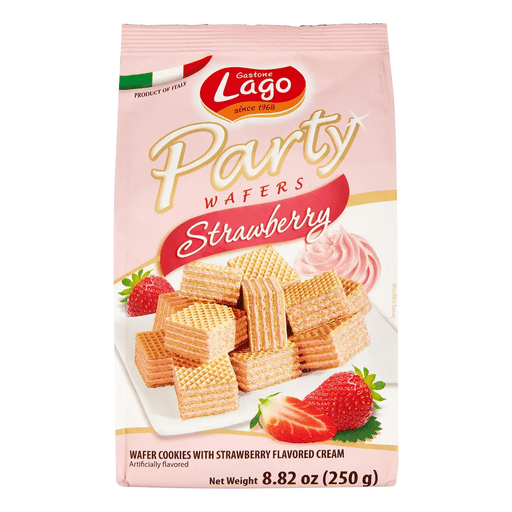 LAGO Strawberry Party Wafers - 250g (8.82oz) - Pinocchio's Pantry - Authentic Italian Food