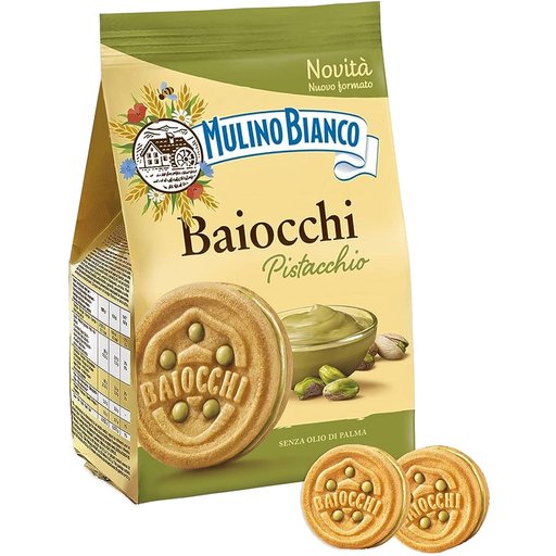 MULINO BIANCO Baiocchi Pistachio Cream Cookies - 240g (8.47oz) - Pinocchio's Pantry - Authentic Italian Food