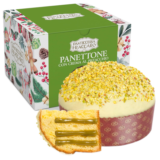 PASTICCERIA FRACCARO Panettone with Pistachio Cream - 750g (26.4oz) - Pinocchio's Pantry - Authentic Italian Food
