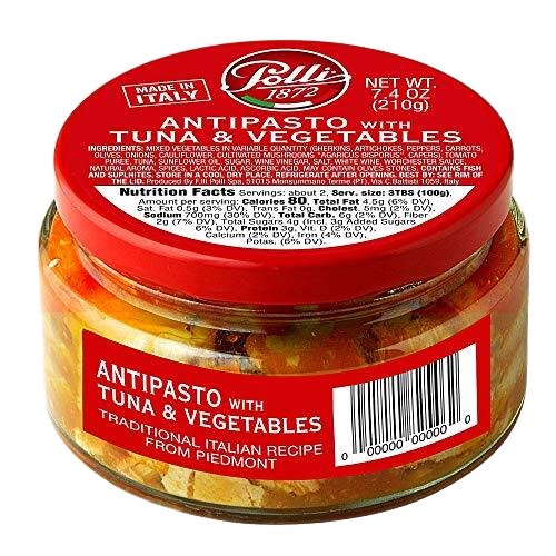 POLLI Antipasto with Tuna & Vegetables - 210g (7.04oz) - Pinocchio's Pantry - Authentic Italian Food