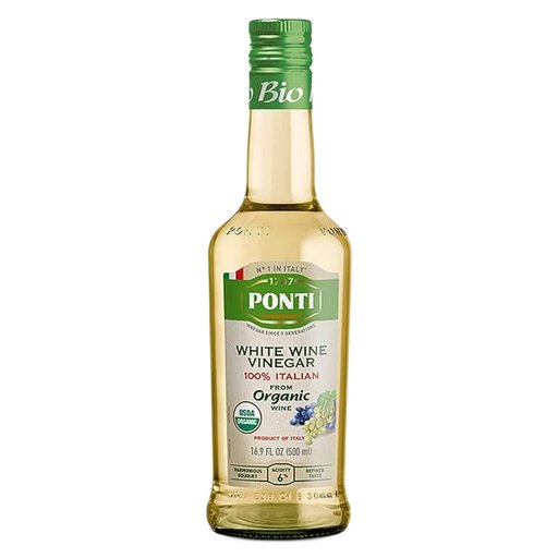 PONTI Organic 100% Italian White Wine Vinegar - 500ml (16.9fl. oz) - Pinocchio's Pantry - Authentic Italian Food