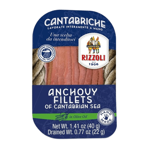 RIZZOLI Cantabrian Anchovy Fillets in Olive Oil - 40g (1.41oz) - Pinocchio's Pantry - Authentic Italian Food