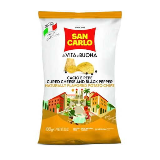 SAN CARLO Cacio & Pepe Potato Chips - 100g (3.5oz) - Pinocchio's Pantry - Authentic Italian Food