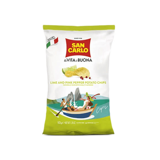 SAN CARLO Lime & Pink Pepper Potato Chips - 50g (1.76oz) - Pinocchio's Pantry - Authentic Italian Food