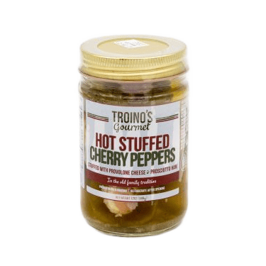 TROINO'S Hot Stuffed Cherry Peppers with Provolone & Prosciutto - 340g (12oz) - Pinocchio's Pantry - Authentic Italian Food