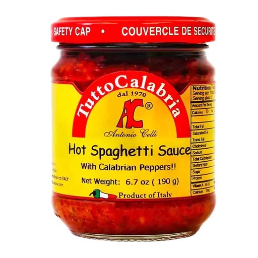 TUTTO CALABRIA Hot Spaghetti Sauce with Calabrian Peppers - 185g (6.5oz) - Pinocchio's Pantry - Authentic Italian Food