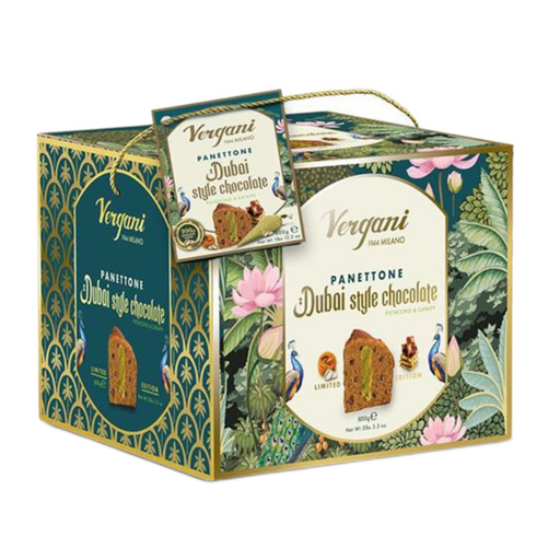 VERGANI Panettone Dubai Style Chocolate Pistachio & Kataify - 800g (26oz) - Pinocchio's Pantry - Authentic Italian Food