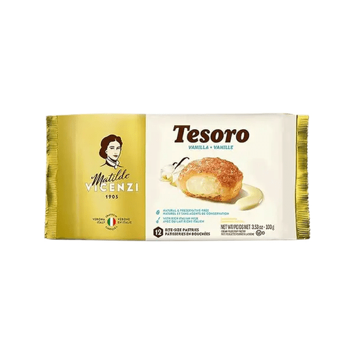 VICENZI Tesoro Vanilla Cream Puff Pastry - 100g (3.53oz) - Pinocchio's Pantry - Authentic Italian Food