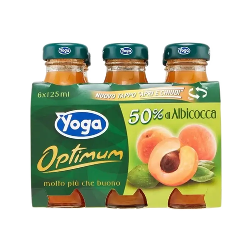 YOGA Apricot Nectar Optimum - 6 count - 125ml (4.2fl oz) each - Pinocchio's Pantry - Authentic Italian Food