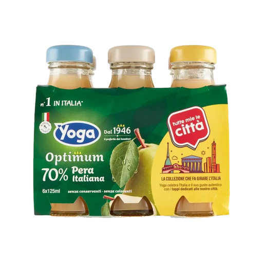 YOGA Pear Nectar Optimum - 6 count - 125ml (4.2fl oz) each - Pinocchio's Pantry - Authentic Italian Food