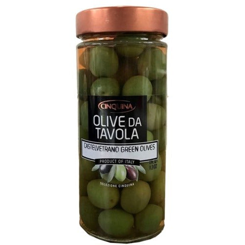 CINQUINA Green Castelvetrano Olives - 320g (11.3oz) - Pinocchio's Pantry - Authentic Italian Food