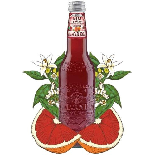 GALVANINA Organic Italian Blood Orange Sparkling Soda with Pulp - 355ml (12fl. oz) - Pinocchio's Pantry - Authentic Italian Food