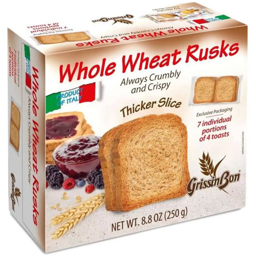 GRISSINBON Whole Wheat Rusks, Fette Biscottate Integrali - 250g (8.8oz) - Pinocchio's Pantry - Authentic Italian Food