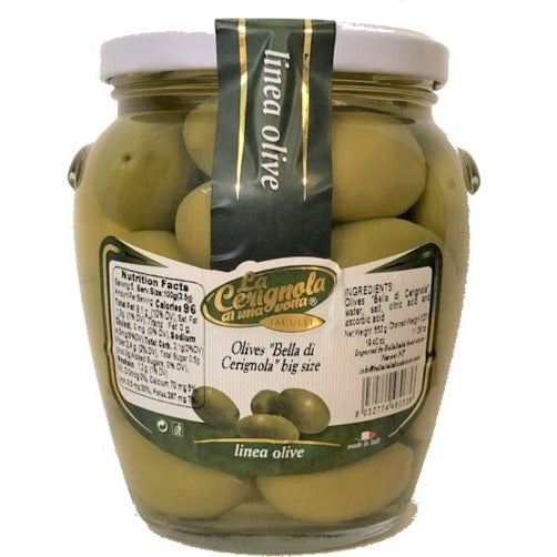 LA CERIGNOLA Green Cerignola Olives in Brine - 580g (19.40oz) - Pinocchio's Pantry - Authentic Italian Food