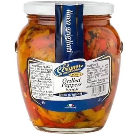 LA CERIGNOLA Grilled Peppers Strips - 580 (19.40oz) - Pinocchio's Pantry - Authentic Italian Food