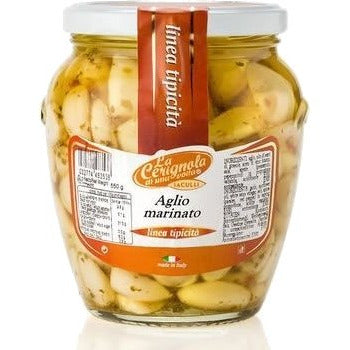 LA CERIGNOLA Hot Marinated Garlic - 580 (19.40oz) - Pinocchio's Pantry - Authentic Italian Food