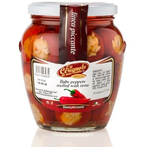 LA CERIGNOLA Round Baby Peppers Stuffed with Tuna - 580g (19.40oz) - Pinocchio's Pantry - Authentic Italian Food