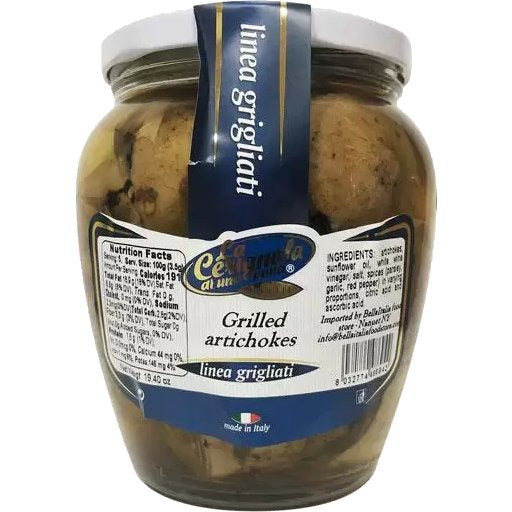 LA CERIGNOLA Whole Grilled Artichokes - 580 (19.40oz) - Pinocchio's Pantry - Authentic Italian Food