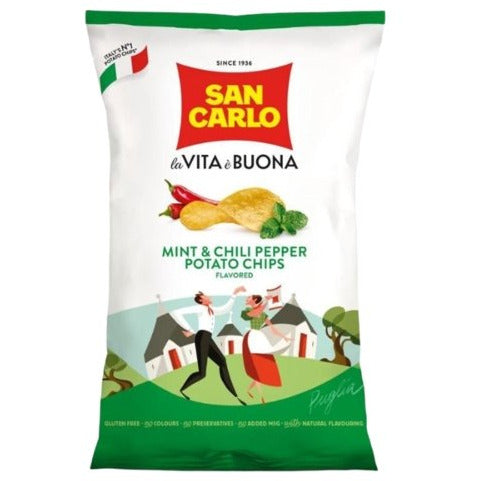 SAN CARLO Mint & Chili Pepper Potato Chips - 50g (1.76oz) - Pinocchio's Pantry - Authentic Italian Food