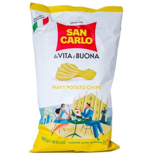 SAN CARLO Wavy Potato Chips - 50g (1.76oz) - Pinocchio's Pantry - Authentic Italian Food