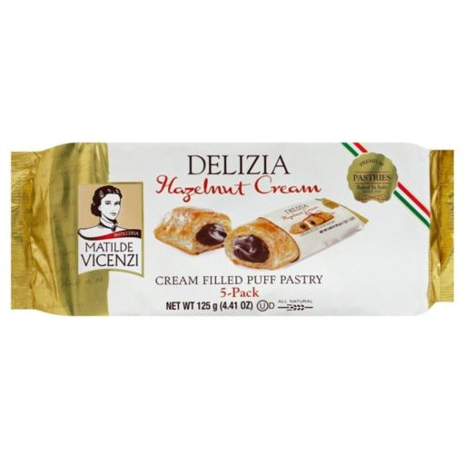 VICENZI Delizia Hazelnut Cream Puff Pastry - 125g (4.41oz) - Pinocchio's Pantry - Authentic Italian Food