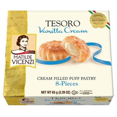 VICENZI Tesoro Vanilla Cream Puff Pastry - 65g (2.29oz) - Pinocchio's Pantry - Authentic Italian Food
